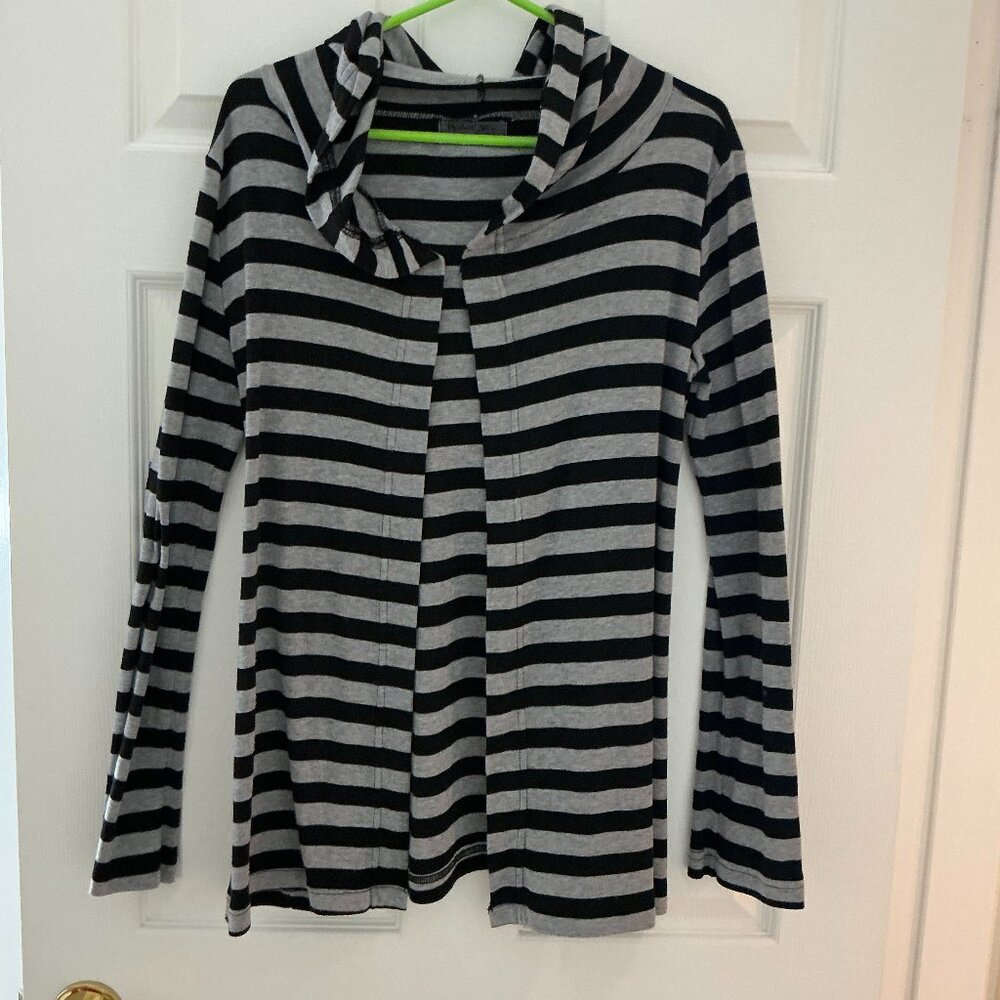 Michael Stars Cardigan with hood. Black and gray stripes. One Size Fits All